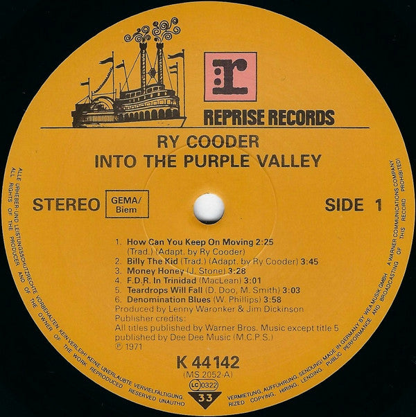 Ry Cooder : Into The Purple Valley (LP, Album, RE)