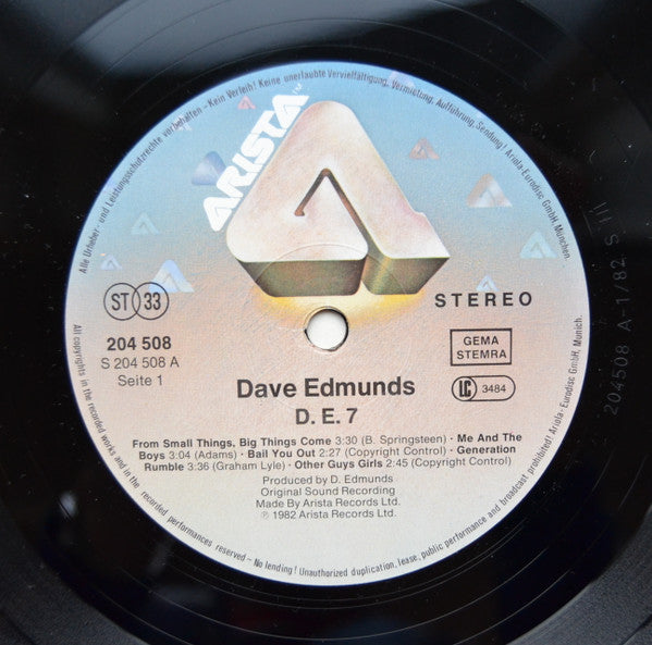 Dave Edmunds : D. E. 7 (LP, Album)