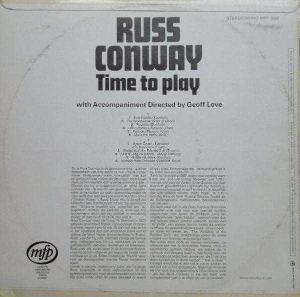 Russ Conway : Time To Play (LP, Comp)