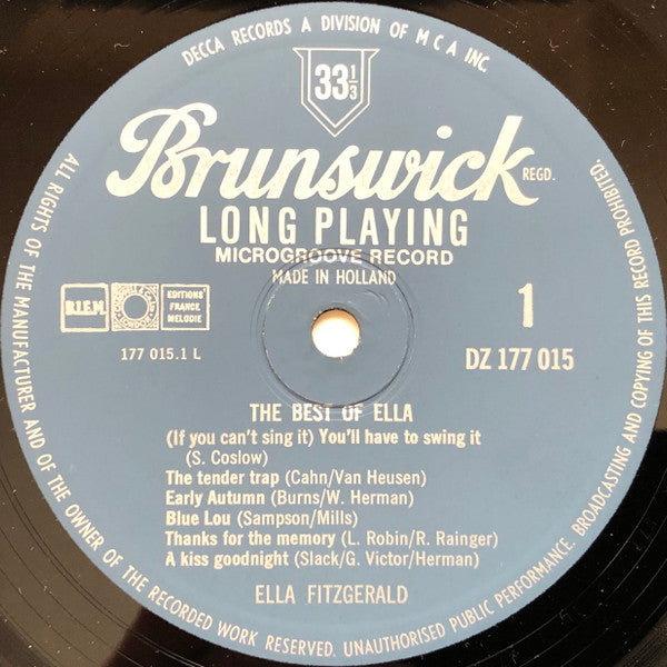 Ella Fitzgerald : The Best Of Ella (LP, Comp)