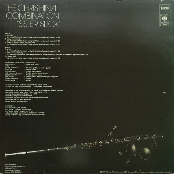 The Chris Hinze Combination : Sister Slick (LP, Album, RE, Sun)