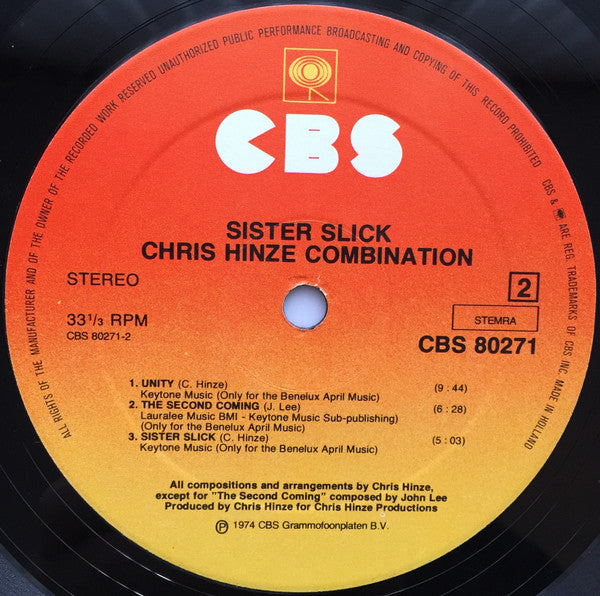 The Chris Hinze Combination : Sister Slick (LP, Album, RE, Sun)