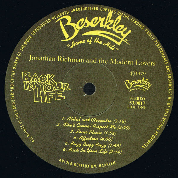 Jonathan Richman & The Modern Lovers : Back In Your Life (LP, Album)