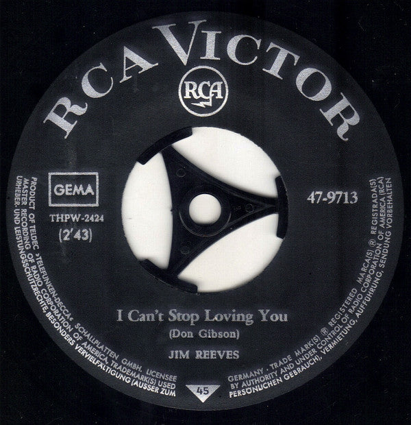 Jim Reeves : I Can't Stop Loving You / A Nickel Piece Of Candy (7", Single)