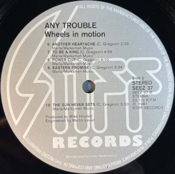 Any Trouble : Wheels In Motion (LP, Album)