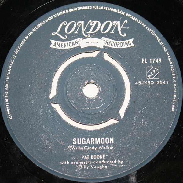 Pat Boone : Sugar Moon  (7", Single)