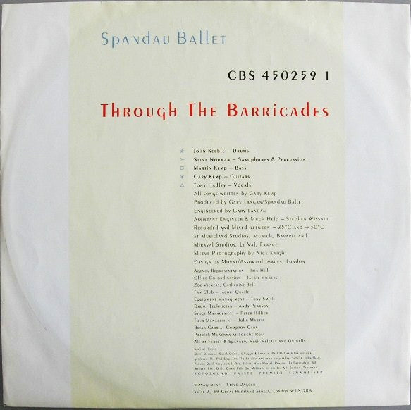 Spandau Ballet : Through The Barricades (LP, Album)