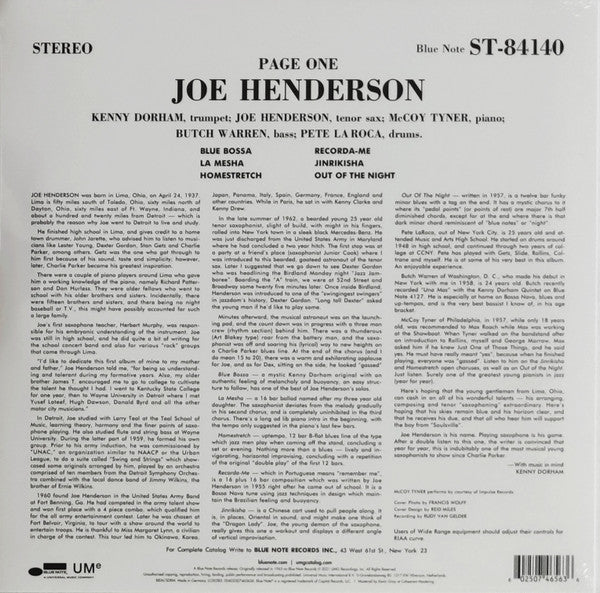 Joe Henderson : Page One (LP, Album, RE, 180)