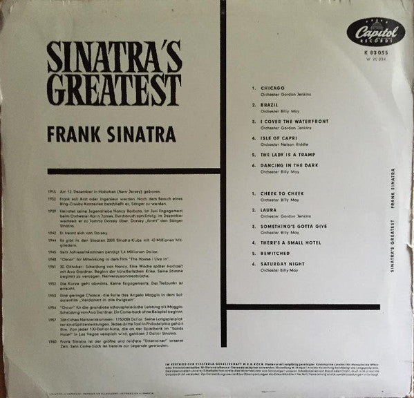 Frank Sinatra : Sinatra's Greatest (LP, Comp)