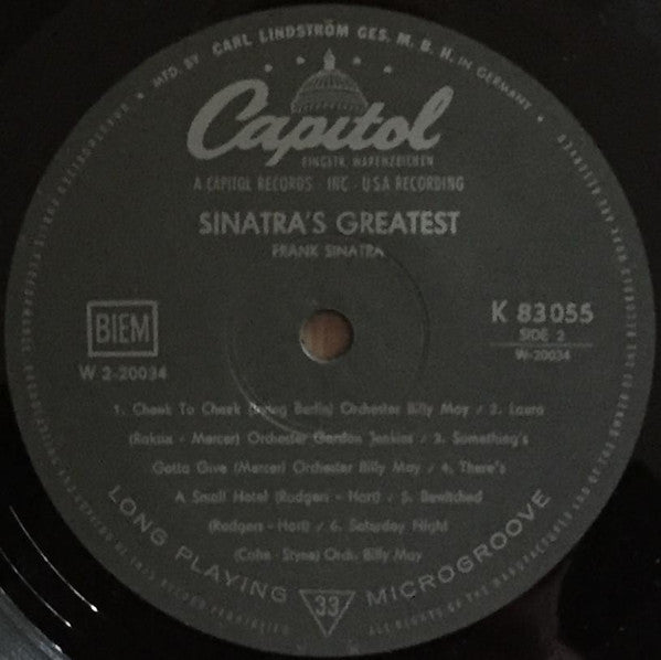 Frank Sinatra : Sinatra's Greatest (LP, Comp)