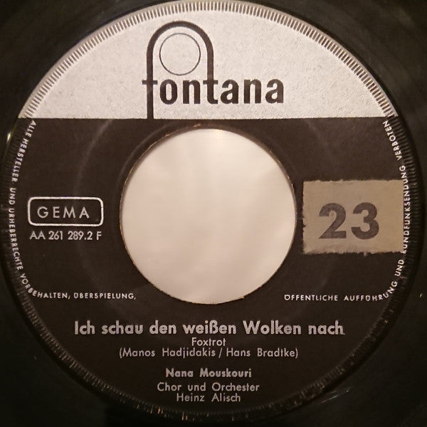 Nana Mouskouri : Einmal Weht Der Südwind Wieder / Ich Schau Den Weißen Wolken Nach (7", Single)