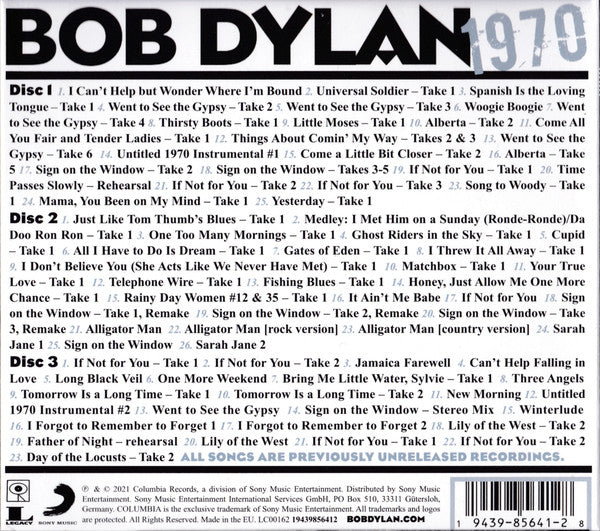 Bob Dylan With Special Guest George Harrison : 1970 (3xCD)