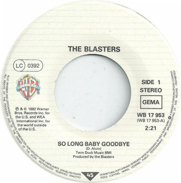 The Blasters : So Long Baby Goodbye / Marie, Marie (7", Single)