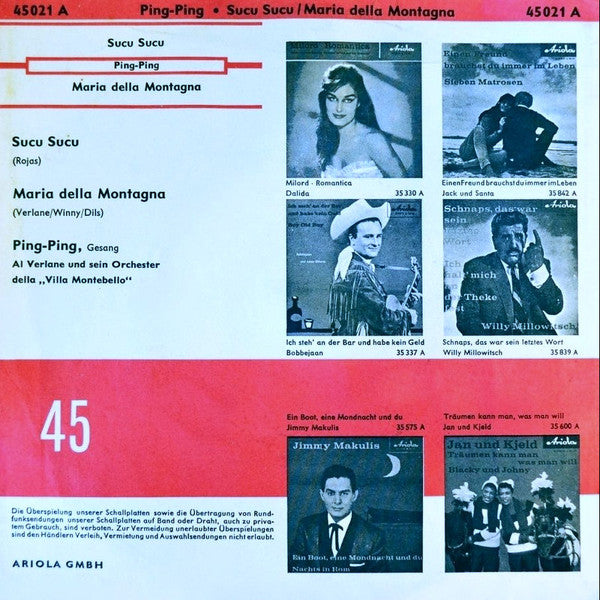 Ping-Ping*, Al Verlane Und Sein Orchester Della „Villa Montebello"* : Sucu Sucu (7", Single)