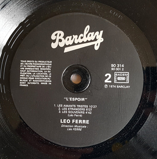 Léo Ferré : Vol.14 / L'espoir  (LP, Album, RE)