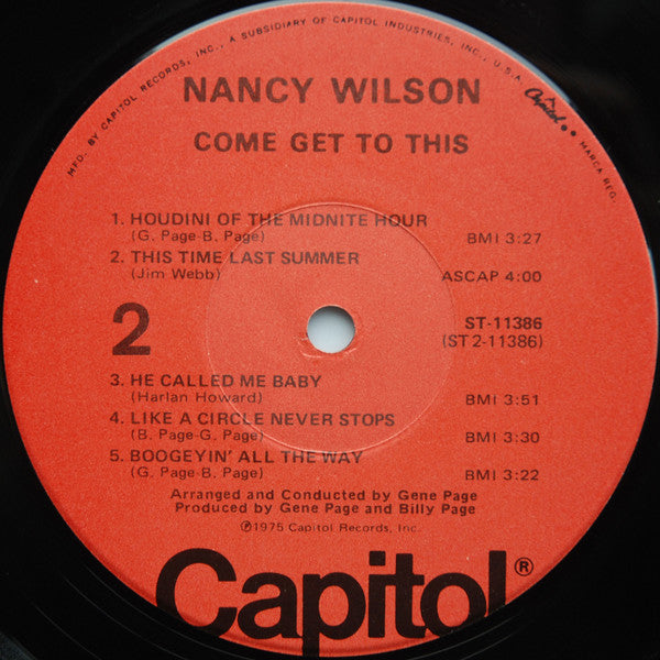 Nancy Wilson : Come Get To This (LP, Album, Jac)