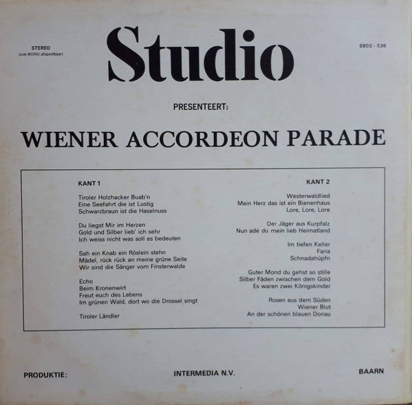 Unknown Artist : Wiener Accordeon Parade (LP, Comp)