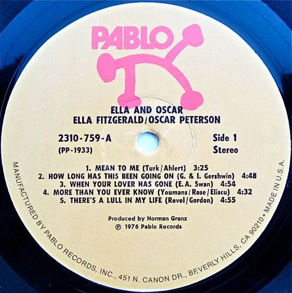 Ella Fitzgerald / Oscar Peterson : Ella And Oscar (LP, Album)