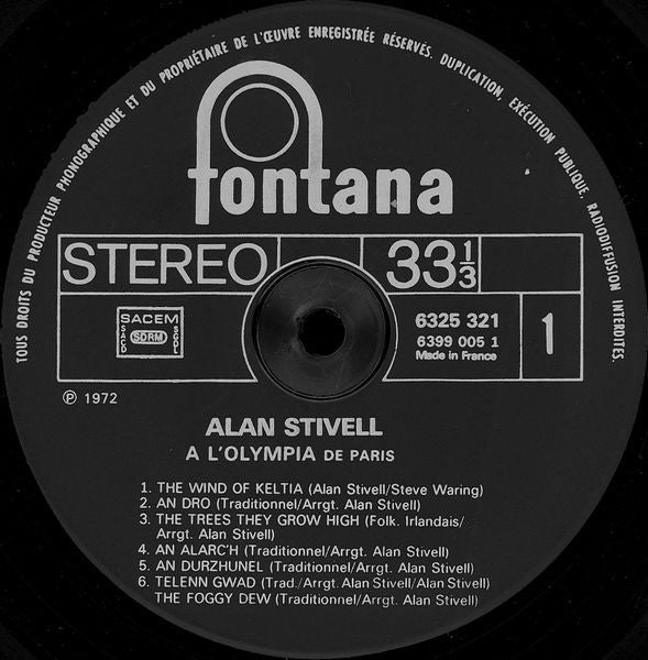 Alan Stivell : À L'Olympia (LP, Album, RP)