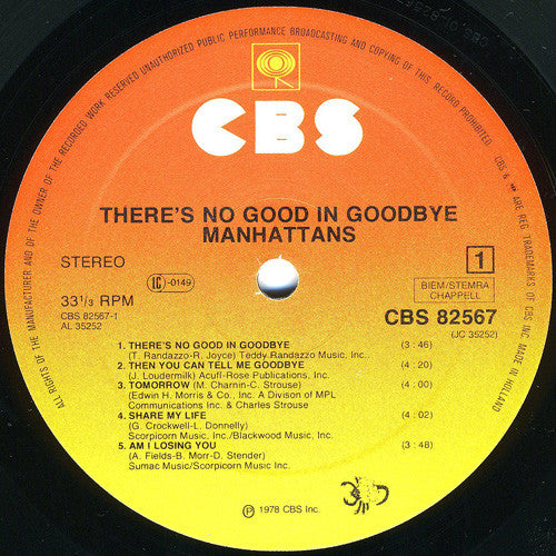 Manhattans : There's No Good In Goodbye (LP, Album)