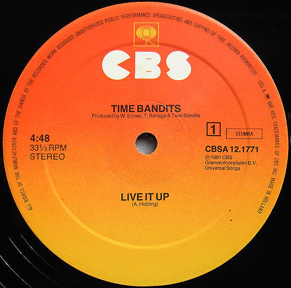 Time Bandits : Live It Up (12", Maxi)