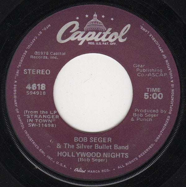 Bob Seger And The Silver Bullet Band : Hollywood Nights (7", Single, Jac)