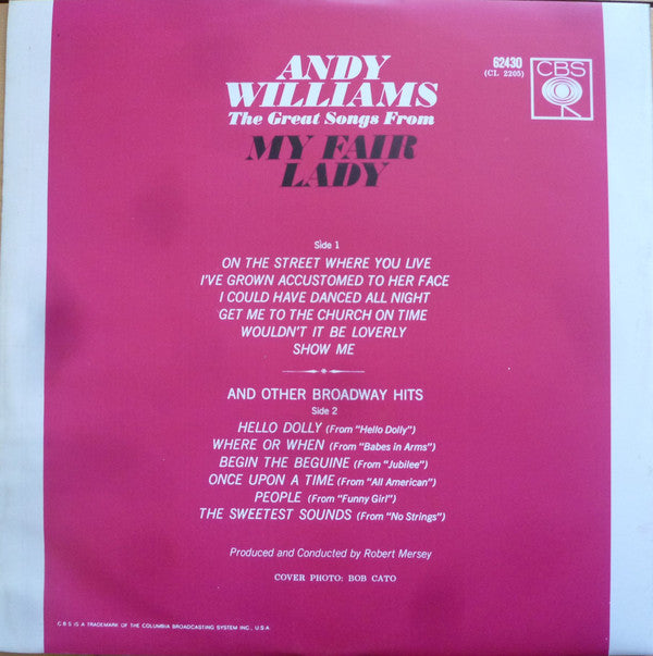 Andy Williams : The Great Songs From My Fair Lady (LP, Album, Mono)