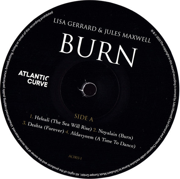 Lisa Gerrard & Jules Maxwell : Burn (LP, Album, Whi)