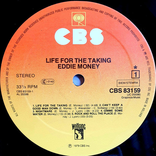 Eddie Money : Life For The Taking (LP, Album)
