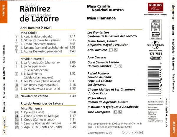Ariel Ramirez / Ricardo Fernandez De Latorre : Misa Criolla / Navidad Nuestra / Misa Flamenca (CD, Comp)