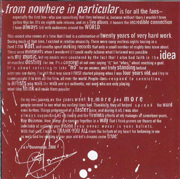 Joe Bonamassa : Live From Nowhere In Particular (2xCD, Album)