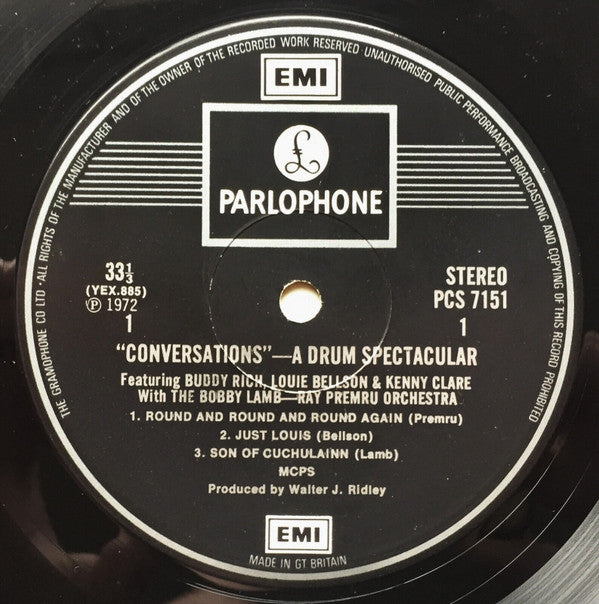 Buddy Rich, Louie Bellson*, Kenny Clare With The Bobby Lamb - Ray Premru Orchestra : Conversations  - A Drum Spectacular (LP, Album)