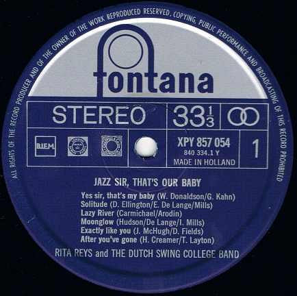 Rita Reys And The Dutch Swing College Band : Jazz Sir, That's Our Baby (LP, Album, RE)