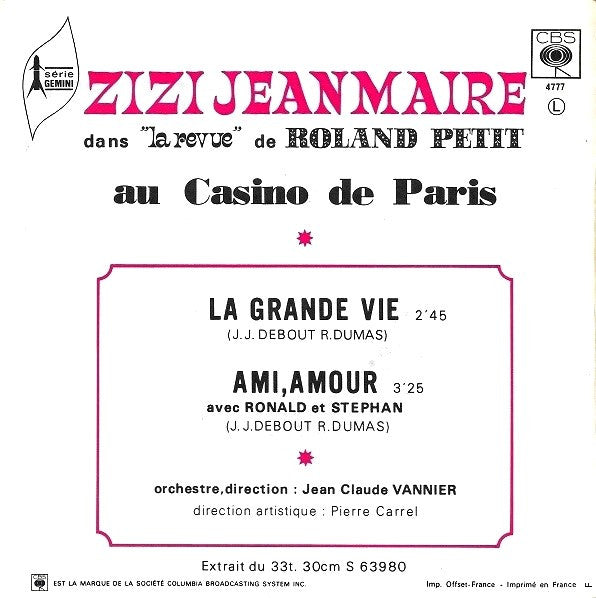 Zizi Jeanmaire : Au Casino De Paris (7", Single)