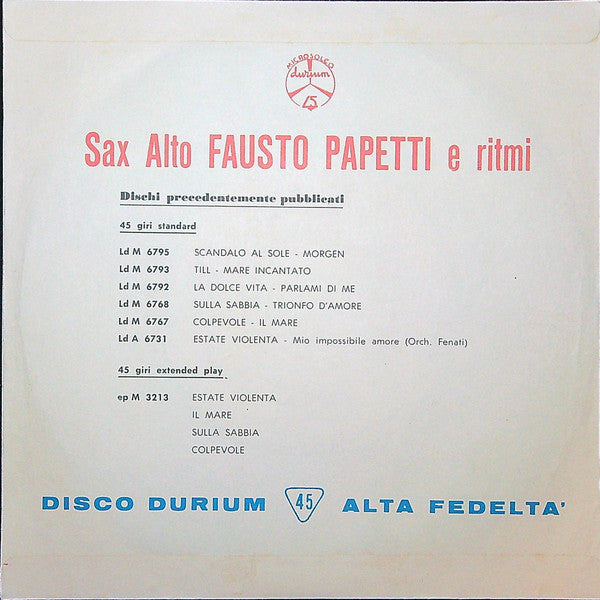 Fausto Papetti E Ritmi : Al Di Là / Come Sinfonia (7")