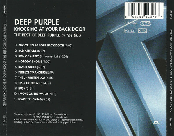 Deep Purple : Knocking At Your Back Door: The Best Of Deep Purple In The 80's (CD, Comp, RP)