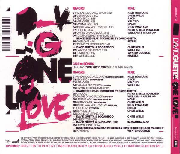 David Guetta : One Love (CD, Album, Enh + CD, Mixed)