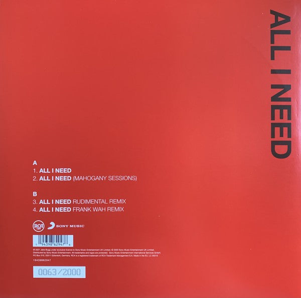 Jake Bugg : All I Need (10", Single, Ltd, Num, Red)