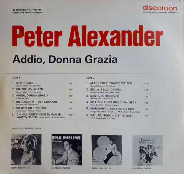 Peter Alexander : Addio, Donna Grazia (LP)