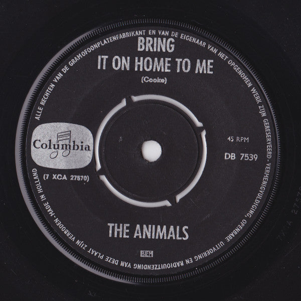The Animals : Bring It On Home To Me / For Miss Caulker (7", Single)