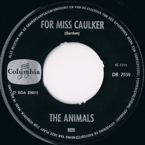 The Animals : Bring It On Home To Me / For Miss Caulker (7", Single)