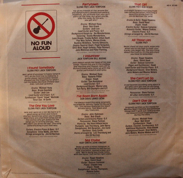 Glenn Frey : No Fun Aloud (LP, Album)