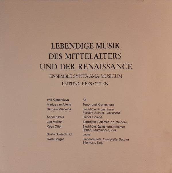 Syntagma Musicum, Kees Otten : Lebendige Musik Des Mittelalters Und Der Renaissance / Cinq Siècles De Jozeuse Musique / Musica Medioevale (2xLP + Box)