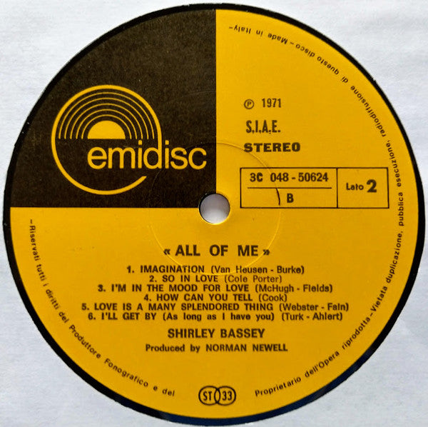 Shirley Bassey : All Of Me (LP, Comp, 12 )