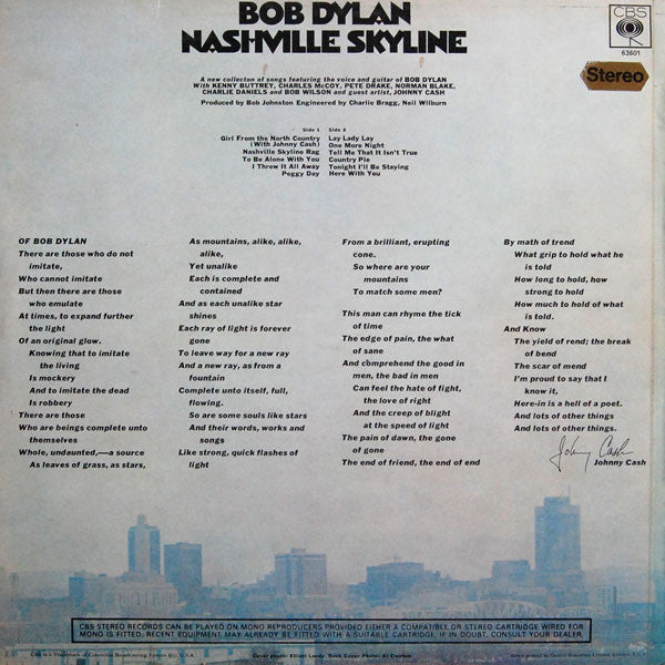 Bob Dylan : Nashville Skyline (LP, Album)