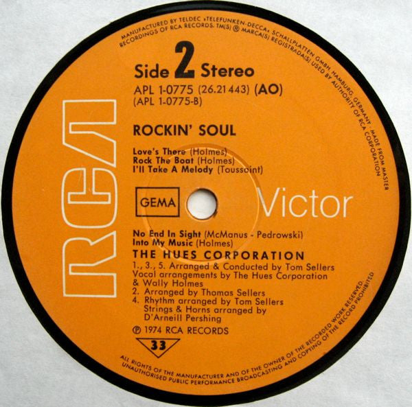 The Hues Corporation : Rockin' Soul (LP, Album)