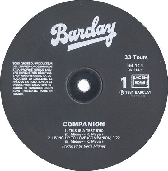 Companion (2) : Companion (LP, Album, Gat)
