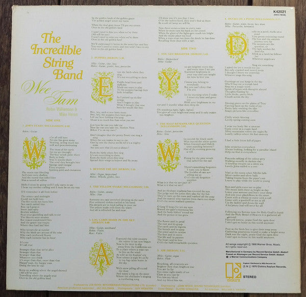 The Incredible String Band : Wee Tam (LP, Album, RE)