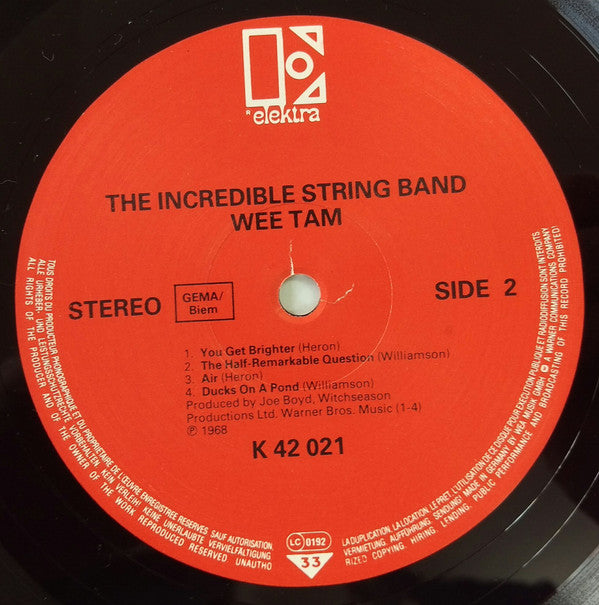 The Incredible String Band : Wee Tam (LP, Album, RE)