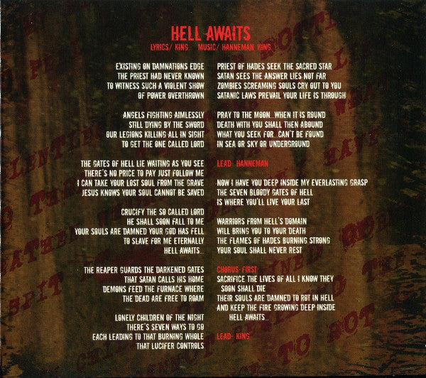 Slayer : Hell Awaits (CD, Album, RE, RM, Dig)